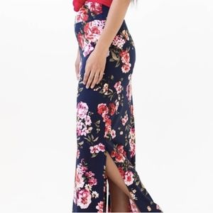 Agnes & Dora Navy Floral Maxi Skirt Medium
